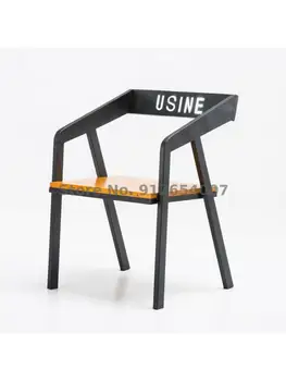 Индивидуальный Современный Обеденный стул Простой Промышленный стиль, Кованое Железо, стул со спинкой из цельного дерева, Кафе, Офис, Кресло для отдыха, Ресторан 2