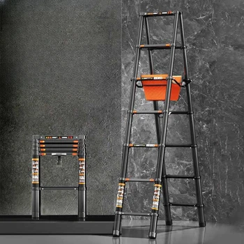 Инженерная телескопическая лестница, стремянка из толстого алюминиевого сплава, многофункциональная складная лестница, Двусторонний стул для ходьбы 10