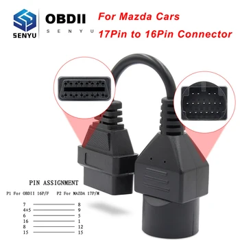 Кабель OBD2 для Mazda От 17-Контактного До 16-Контактного OBD OBDII Автомобильный Диагностический Сканер Инструмент Считывания Кода 17-Контактный Адаптер Кабели Новое Поступление 12
