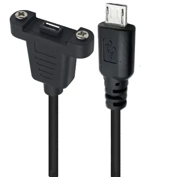 Кабель для крепления удлинительной панели Micro USB под углом 90 °, Кабель для зарядки, 1 фут Черного цвета (Micro USB M / F) 0,3 М