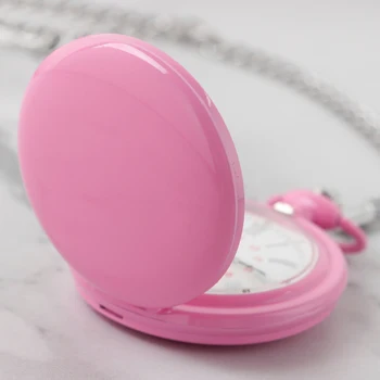 Классические карманные цифровые кварцевые часы Barbie Pink Высокого качества Винтажное модное мужское и женское ожерелье Кулон Ювелирные изделия Подарок 10