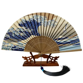 Классический мужской Женский складной веер в японском стиле, ретро-летнее ремесло для резьбы, Складной шелковый подарочный веер Abanicos Para Boda 2