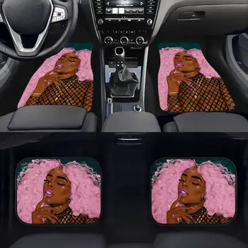 Коврики на заказ для автомобилей Black Afro Beauty Lady Print Дешевые автомобильные коврики оптом, ковровое покрытие на полу 11