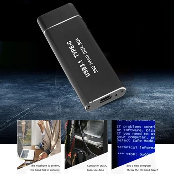 Корпус NVME SSD USB3.1 Type-C Коробка для жесткого диска 10 Гбит / с Корпус жесткого диска из алюминиевого сплава M.2 M Ключ PCIE NVME 14