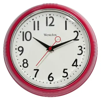 Красные ретро 1950-х Выпуклые Стеклянные линзы Аналоговые кварцевые Точные настенные часы Цифровые часы D настенные часы Цифровой календарь Home decor luxu 9