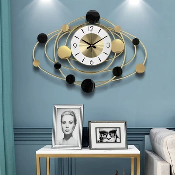 Креативные Настенные часы для гостиной Современные Минималистичные Немой Индивидуальности Настенные часы Роскошный Стиль Большие Металлические Настенные Часы Домашний Декор 7