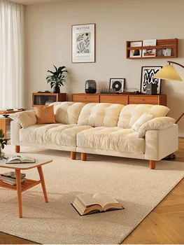 Кремовый диван из кожи зефира во французской гостиной very simple cloud для дивана с изголовьем из воловьей кожи прямого ряда 12