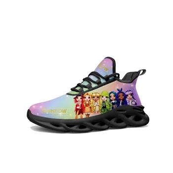 Кроссовки Rainbow High для девочек на плоской подошве Мужские Женские Подростковые Спортивные кроссовки для бега Высококачественная Сетчатая Обувь на шнуровке в стиле Аниме на заказ 12