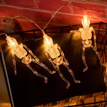 Лампа для вечеринки в честь фестиваля Хэллоуина, гирлянды со скелетом, праздничные светодиодные гирлянды на Хэллоуин, водонепроницаемые для внутреннего / наружного использования. 11
