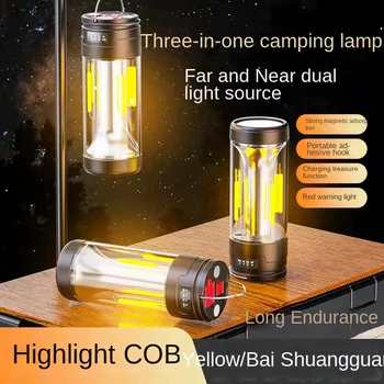 Лампа для палатки с USB-зарядкой Type C, светодиодный портативный фонарь, фонарь для кемпинга, Водонепроницаемое аварийное освещение, блок питания, Белый Теплый свет 8