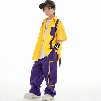 Летний детский костюм в стиле хип-хоп, одежда для уличных танцев, свободные топы, брюки, Джазовая современная одежда для выступлений, рейв-одежда для девочек BL10453