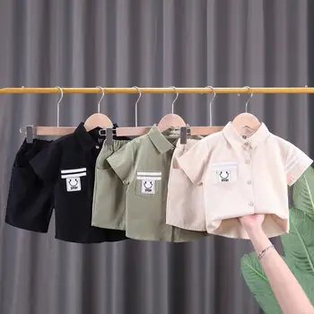 Летняя одежда Корейский повседневный детский комплект рубашек для мальчиков с короткими рукавами Оптовая продажа детской одежды Для мальчиков Детский костюм из двух предметов 7