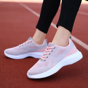 Летняя сетчатая розовая женская обувь, легкие кроссовки, повседневная обувь на плоской подошве, Дышащая обувь для ходьбы, бега, Ультралегкий спортивный тренажер на открытом воздухе 9