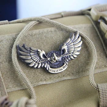 Металлическая нашивка с авиационным крылом J-20, тактическая эмблема, значки морального духа на рюкзаке, декоративная наклейка, военные нашивки в стиле ретро с крючком и петлей. 12