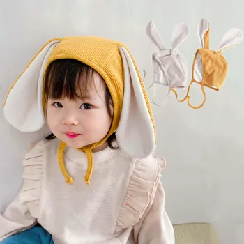 Милая детская шапочка-кролик с заячьими ушками 2023, весенне-осенний детский пуловер, шапка для защиты ушей, шапка для новорожденных для девочек и мальчиков 2