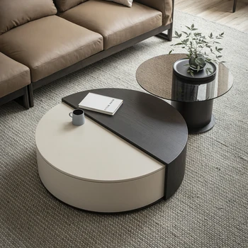 Минималистичный столовый сервиз в скандинавском стиле с прозрачной текстурой, Вращающийся уголок для хранения в гостиной Tavolini Da Salotto Мебель для дома FYH 7