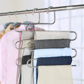 Многослойные вешалки для одежды из нержавеющей стали S Образные Вешалки для хранения брюк Вешалка для хранения одежды Вешалка для одежды для домашнего хранения Вешалка для ткани