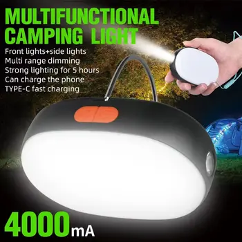 Многофункциональный Перезаряжаемый светодиодный Кемпинговый фонарик с сильным освещением емкостью 4000 мАч, Портативный Кемпинговый фонарь, Лампа для палатки, аварийное Освещение 12