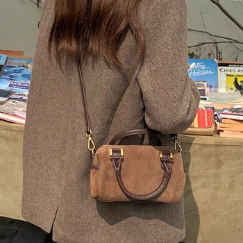 Модная женская маленькая цилиндрическая сумка через плечо из винтажной матовой кожи, женские сумки с верхней ручкой, повседневные женские сумки-мессенджеры