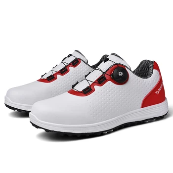Модная обувь для гольфа, мужская водонепроницаемая спортивная обувь, женские кроссовки для ходьбы, обувь для гольфа без шипов на быстрой шнуровке 13