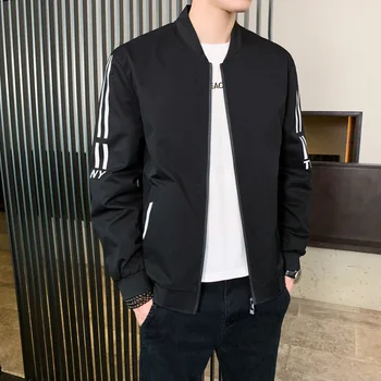 Модная осенняя куртка, новая Корейская повседневная Спортивная бейсбольная куртка, Мужская полосатая и красивая Мужская одежда
