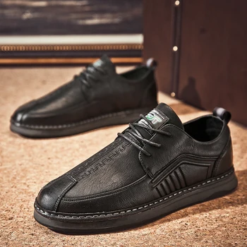 Модная повседневная обувь ручной работы на мягкой подошве для мужчин, Оксфорды, спортивная обувь на шнуровке для мужчин, деловая кожаная обувь, нескользящая 9