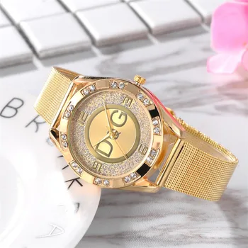 Модные Мужские часы известного бренда DQG Из золотого сплава с двухрядными бриллиантами, водонепроницаемые цифровые кварцевые часы Orologio Uomo, часы в подарок 2