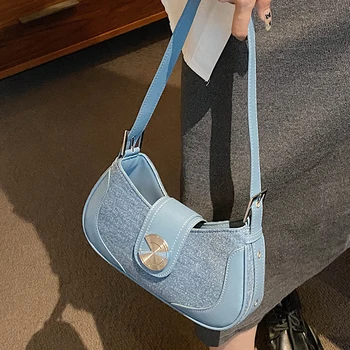 Модный Джинсовый Роскошный дизайн Для женщин, Новая сумка через плечо, летняя Универсальная винтажная сумка через плечо, повседневная классическая высококачественная сумочка