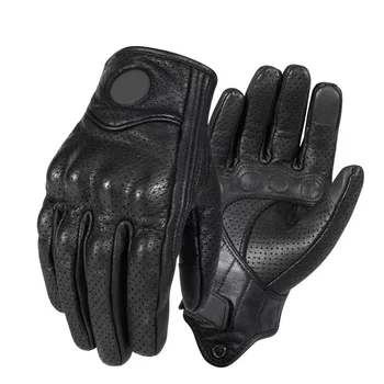 Мотоциклетные перчатки Дышащие летние черные гоночные Мотоциклетные перчатки из натуральной кожи, белые перчатки команды шоссейных гонок, мужские 8