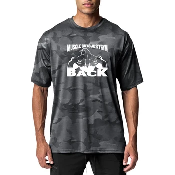 Мужская камуфляжная футболка в стиле хип-хоп, бодибилдинг, фитнес, дышащая спортивная одежда для тренажерного зала, футболки для бега оверсайз с коротким рукавом 5