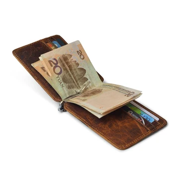 Мужская кредитная карта с зажимом из натуральной кожи, 12 карманов, держатель для зажимов, зажим для денег, кошелек для карт, футляр для наличных, тонкий винтажный бумажник 12