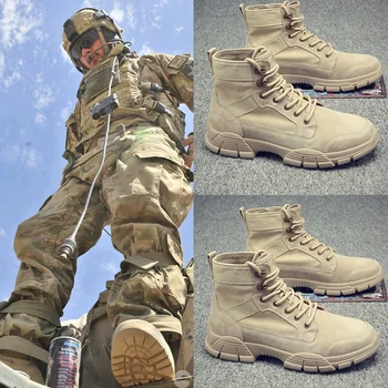 Мужские весенне-осенние ботинки Martin для пеших прогулок, тренировочные тактические военные ботинки, зима Плюс бархатная теплая кожаная хлопчатобумажная обувь 6