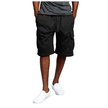 Мужские шорты летние Прямые свободные брюки с пятью точками, с несколькими карманами, для занятий фитнесом, для бега трусцой, короткие панталоны на шнурках, кортоши 9