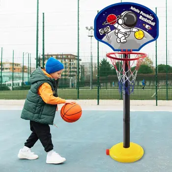 Мультяшное Баскетбольное Кольцо для Детей, Регулируемое По Высоте Баскетбольное Кольцо Игрушка Портативная Баскетбольная Подставка Набор Игр С Мячом На Открытом Воздухе В помещении