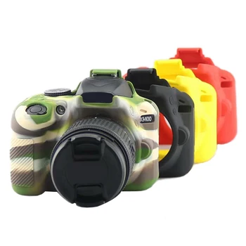 Мягкий силиконовый чехол для камеры D3400, сумка для фотоаппарата Nikon D3400, резиновый защитный чехол, кожа, красный, черный, желтый камуфляж 10