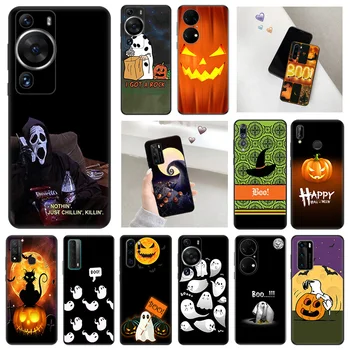 Мягкий Чехол Для Телефона Huawei P40 P50 P60 Pro P30 P20 Lite P Smart Z Pixel 7 6 5 a 4 XL Vintage Halloween Boo Черный Матовый Чехол 1