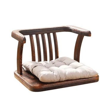 Напольное покрытие татами для стула без ножек из массива дерева в стиле Дзайсу, японский мебельный стул для гостиной, медитации