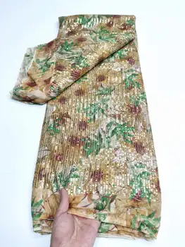 Новая Африканская кружевная ткань 2023 года, Вышитая Нигерийская кружевная ткань, Высококачественное Золотое Шнуровое кружево, Французский Тюль, кружевная ткань, свадебное платье