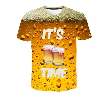 Новая удобная мужская футболка Its Beer Time С 3D принтами, хипстерские футболки, Летний забавный персонализированный топ 5
