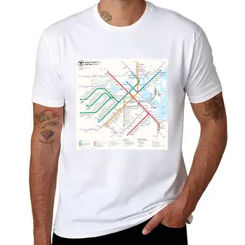 Новая футболка с картой транспортной системы Бостона, футболки с кошками, мужские футболки с коротким рукавом и длинным рукавом 1