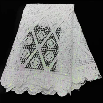 Новейшее Французское сетчатое кружево, 5 ярдов, высококачественная кружевная ткань с вышивкой молочного цвета в Африканском стиле с блестками для вечернего платья Для женщин Wp16-2 1
