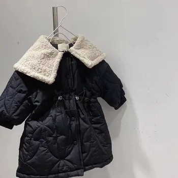 Новое зимнее длинное пальто с хлопковой подкладкой для маленьких девочек в стиле MODX, детское пальто, однотонная детская теплая верхняя одежда принцессы 13
