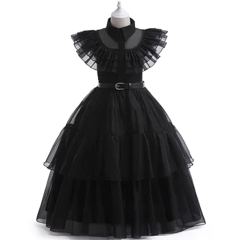 Новое платье для маленьких девочек, детские костюмы для косплея, платья принцессы семьи Адамс по средам, одежда для девочек 6