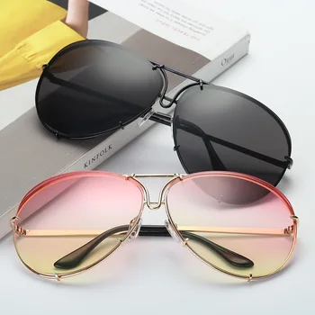 Новые модные солнцезащитные очки Pilot Женские негабаритные Роскошные солнцезащитные очки для женщин Cool Mirror Vintage Lady Градиентных оттенков UV400 4