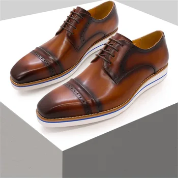 Новые мужские офисные туфли zapatos с перфорацией типа 