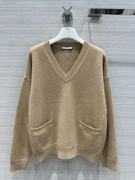 Новые осенне-зимние модели от кутюр в минималистичном стиле, кашемировый свитер Tyrande preppy с V-образным вырезом, 15
