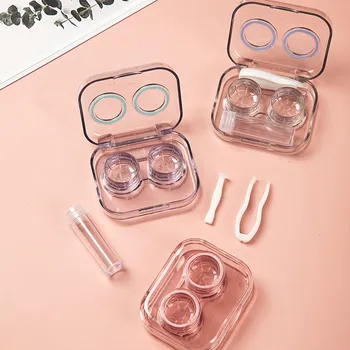 Новый стиль, Розовый прозрачный пинцет, футляр для контактных линз, для женщин, Портативная коробка для контактных линз, контейнер, дорожный футляр для контактных линз
