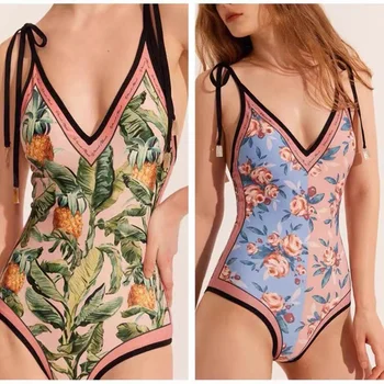 Новый цельный купальник, сексуальное бикини, летняя Бразильская пляжная одежда, купальный костюм с принтом, женские купальники, купальный костюм для женщин 8