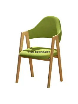 Обеденный стул из массива дерева в скандинавском стиле, простой бытовой письменный стул в японском стиле, журнальный столик для отдыха с удобной спинкой, макияж для спальни 5