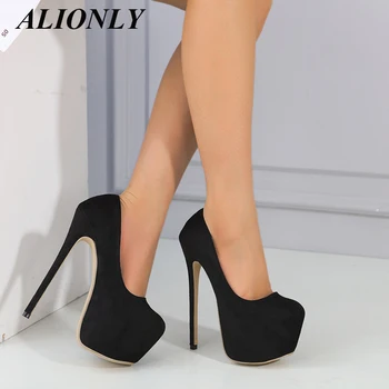 Обувь Alionly 2023 Новые женские туфли-лодочки, замшевые туфли на высоком каблуке, модная офисная обувь на шпильке для вечеринок, женские удобные каблуки